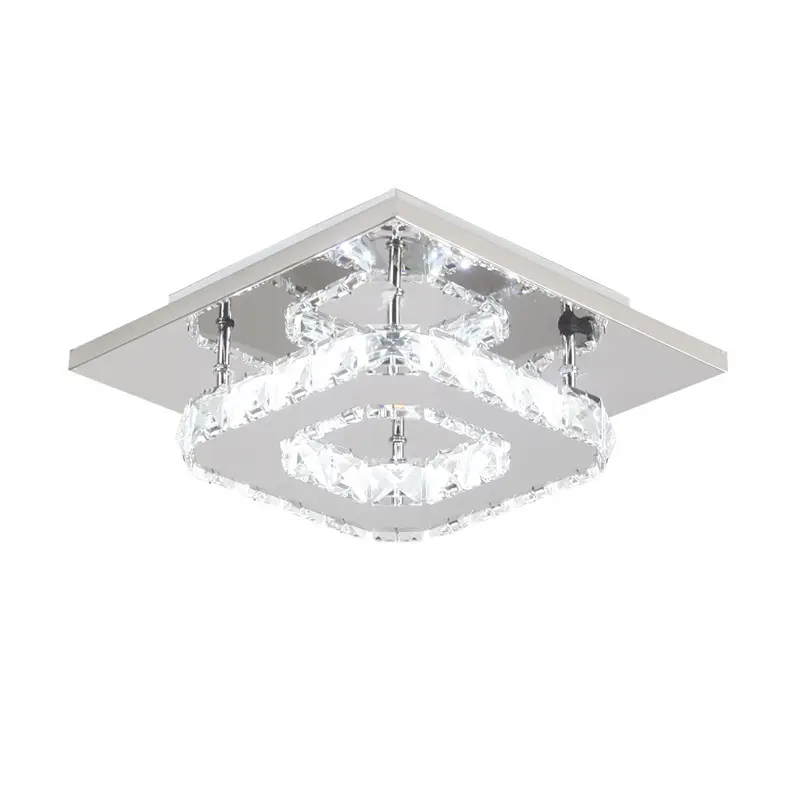 Modern Small Square Corridor Hallway Decor Crystal Led Ceiling Light GU10 Spotlights Ceiling Mounted Led Downlight 20W 2-year 90