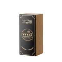 Boîte à vin en bois noir poli sur mesure avec couvercle incliné, étui pour une seule bouteille avec doublure en velours pour les marques de vin de luxe