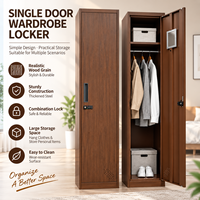 Casier en acier à porte simple effet bois avec serrure à code, couleur personnalisable, à poser au sol, armoire de rangement simple pour petit bureau