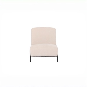 Sillón de salón moderno y decorativo para hotel, en terciopelo color crema, sofá individual con patas de metal negro, para sala - Product Image 1