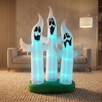 Trois mains de fantôme gonflables lumineuses pour Halloween, idéales pour la décoration extérieure de jardin, de cour, de fête d'horreur, ou comme modèle d'exposition de festival