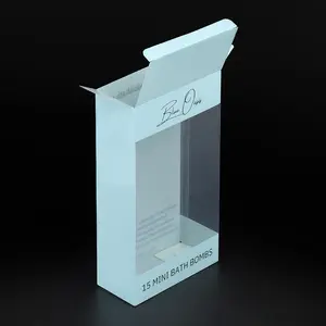 批发Logo印刷豪华PVC PET PP 15毫米浴弹塑料包装盒礼品