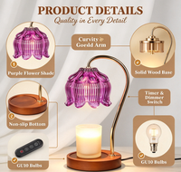 Lampe chauffe-bougie électrique violette avec minuterie, chauffe-bougie électrique, cadeau d'anniversaire ou de Noël pour femme, chauffe-cire pour fleurs