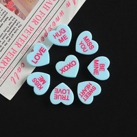 Breloque en résine à dos plat en forme de cœur, motifs 'Love Be Mine', XOXO, 'Miss You', 'Kiss Me', 'Sweet Heart', pour la Saint-Valentin, pour coques de téléphone et créations DIY