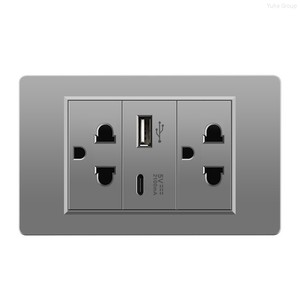 Prise murale US avec 2 ports USB/Type-C, prise secteur et interrupteur lumineux, compatible Thaïlande/États-Unis/général - Product Image 4