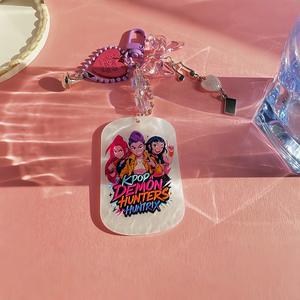 พวงกุญแจวงเกิร์ลกรุ๊ป KPOP <span class=keywords><strong>สาว</strong></span>น้อยนักล่าแม่มด <span class=keywords><strong>หัวใจ</strong></span>สีชมพูและโบว์  ทำจากโลหะผสมสังกะสี ใช้ตกแต่งกระเป๋า - Product Image 5