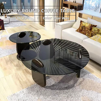 Table basse en verre trempé, design moderne et mobile, luxe léger, pour salon, petit appartement, bord arrondi, table minimaliste