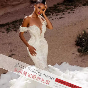 ชุดแต่งงานแบบแอฟริกันทรงเมอร์เมดประดับลูกไม้สำหรับงานแต่งงาน - Product Image 4