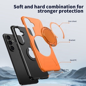 Cover per Telefono 2 in 1 in TPU+PC+Lega di Alluminio con Supporto Rotante a <span class=keywords><strong>O</strong></span>, Compatibile con Ricarica Wireless per <span class=keywords><strong>Samsung</strong></span> S26, S26 Plus, S26 Ultra - Product Image 4