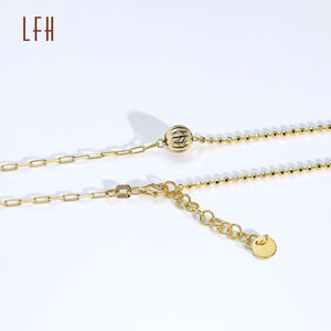 สร้อยคอทอง18K สี Au750แท้พร้อมจี้ลูกปัดกลมสำหรับผู้หญิงเครื่องประดับทองซาอุดิอาระเบีย18K จำนำได้ - Product Image 6