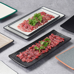 Assiette rectangulaire en mélamine pour barbecue, sushi, hot pot, viande grillée, usage commercial, couleur unie - Product Image 1