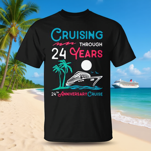 Camiseta de crucero para el 24.º aniversario de boda, 24 años de matrimonio celebrados con una camiseta promocional personalizada - Product Image 3