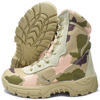 Bottes de combat camouflage de chasse 1000D à lacets et fermeture éclair à la cheville, doublure en maille respirante, semelle extérieure en caoutchouc, toutes saisons