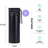 Bouteille d'eau en acier inoxydable de qualité 304 à double paroi isolée sous vide, incassable, sans BPA, pour la salle de sport, la remise en forme, l'entraînement, avec logo personnalisé