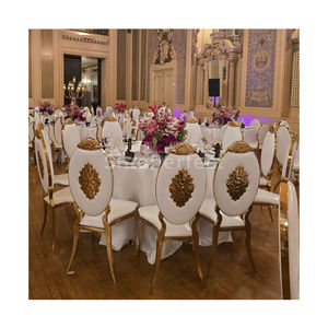 Modern Fancy <b>Stackable</b> High Back Hotel Gold Stainless Steel <b>Dining</b> Banquet <b>Chair</b> for Wedding Reception - Product Image 1