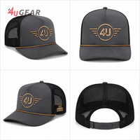Casquette de baseball 4U personnalisée bicolore avec patch tissé, casquette structurée à 5 panneaux, logo blanc, haute qualité, casquette de sport, casquette trucker à visière plate