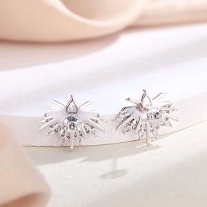 Meilleures ventes Boucles d'oreilles clous en argent sterling 925 avec cristal de quartz fumé pour femmes, plaqué rhodium, géométriques, tendance - Product Image 3