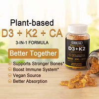 Compléments Gommeux Végétaliens Vitamine D3 + K2 – Vitamine D avec MK7 K pour le Calcium, des Os Plus Forts et une Santé Immunitaire Améliorée – Gommes Vitaminées