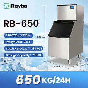 Máquina de Hielo Automática RAYBO 650Kg/24H, Fabricante de Cubos de Hielo Grandes, Máquina de Cubitos de Hielo Comercial de Acero Inoxidable - Product Image 4