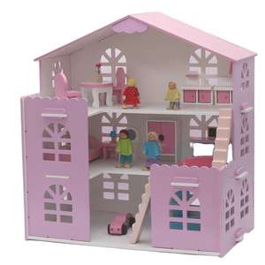 Nuevo juego de simulación de Casa de Castillo de madera incluye Mini cuna <span class=keywords><strong>escaleras</strong></span> armario casa de muñecas muebles juguete para niñas niños - Product Image 2
