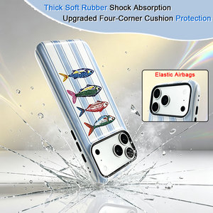 <span class=keywords><strong>Funda</strong></span> Protectora Rígida para iPhone 18 con Diseño Retro de Peces Acuáticos, Patrón Intercambiable, Recortes Precisos y Protección Contra Impactos - Product Image 2