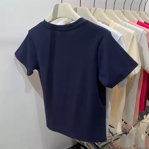 Personnalisé basique Y2K <span class=keywords><strong>blanc</strong></span> <span class=keywords><strong>blanc</strong></span> luxe t-shirt coton t-shirt femmes haut - Product Image 5