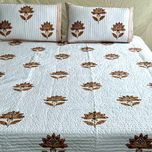Wholesale Eco-Friendly Knitted Hand Block Printed Cotton <b>Quilted</b> Bedspreads Bedcover - Product Image 1