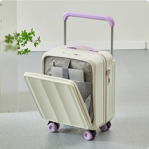 कस्टम 18-इंच के छोटे सामान लक्जरी कॉम्पैक्ट कैरी-ऑन ट्रैवल सूटकेस एल्यूमीनियम हैंडल फ्रंट-ओपनिंग स्क्वायर केबिन केस - Product Image 4