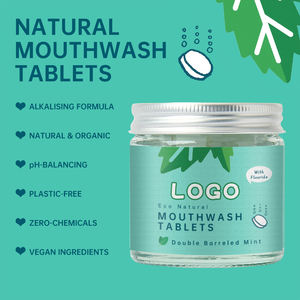 Kunden spezifische Mundwasser tabletten mit Minz geschmack mit anti bakteriellen und PH-ausgleichenden Fluorid-Inhaltsstoffen - Product Image 3