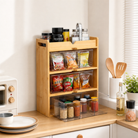 Étagère à épices moderne en bambou naturel écologique à 4 tiroirs pour comptoir de cuisine, bureau ou salle de pause