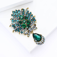 Bros Kristal Rumbai Bunga Gaya Barok Multi Warna Penuh Rhinestone Bentuk Tetesan Air Mata Unisex untuk Jas, Mantel, Pesta, Hadiah, Perhiasan