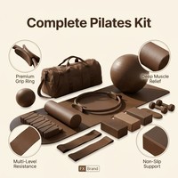 Tapis de yoga en silicone écologique avec logo personnalisé FX, ensemble d'accessoires de Pilates (barre d'haltères/haltères, anneaux de musculation), aide à l'étirement et amincissement à domicile