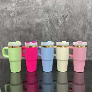 Sans BPA Nouveau RTS 14oz blanc sublimation plaqué or poudre couleurs mélangées bébé Gobelets en acier inoxydable avec poignée Pour le bricolage - Product Image 2