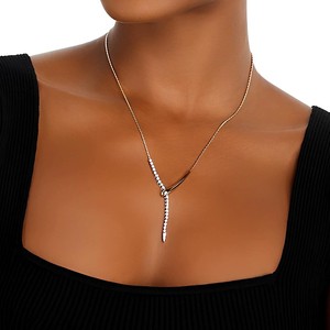 Gioielli di moda <span class=keywords><strong>925</strong></span> in argento Sterling di lusso con nappine di zircone <span class=keywords><strong>collana</strong></span> pendente per donna <span class=keywords><strong>collana</strong></span> a catena all'ingrosso della fabbrica - Product Image 2