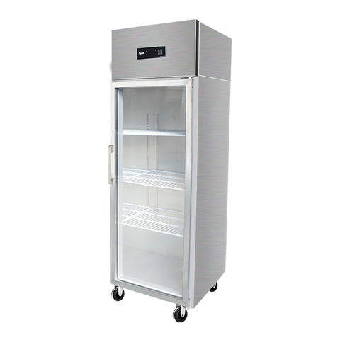 Single Glass Door Upright Display Refrigerator Stainless Steel Beverage Cooler with Digital Temperature Control