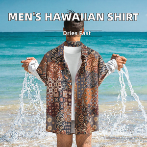 Chemise hawaïenne décontractée pour homme, respirante, écologique, à manches courtes, à motif floral, fermeture à un bouton - Product Image 2
