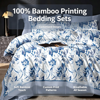 Ensemble de housse de couette King Size 100% bambou biologique écologique, 300 fils, motif végétal imprimé moderne