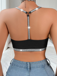 <span class=keywords><strong>Top</strong></span> <span class=keywords><strong>Intimo</strong></span> a Doppio Uso con <span class=keywords><strong>Pizzo</strong></span> e Nastro Argentato, Stile Europeo per Outfit Quotidiani Femminili - Product Image 2