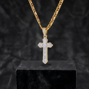 Ice <b>Cross</b> Pendant Moissanite <b>Charm</b> 925 Sterling Silver Rhodium & Silver Plated Unisex Punk Classic Jewelry for Party - Product Image 1