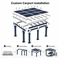 Système de montage solaire pour carport H2 Solar OEM, structure robuste, projet sur mesure