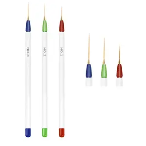 Promotion Nail Brush Liner 3 pcs Painting Tool Plastic Handle Nail Art Pen Brush