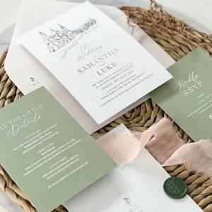 Custom Wedding Invitations Including Invitation <strong>Card</strong> <strong>RSVP</strong> <strong>Card</strong> Itinerary <strong>Card</strong> Art Paper with Digital Printing - Product Image 6