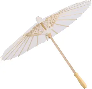 84cm Plain White Chinese Wedding Paper Umbrella Paper Parasols