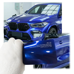Haute brillance automobile bleu Wrap Film vinyle voiture rouleau Air bulle sans emballage avec des outils - Product Image 1