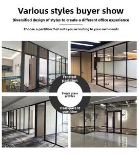 Cloison de séparation en verre pliable sur mesure SZMK modè<span class=keywords><strong>le</strong></span> 002, cadre en alliage d'aluminium, design moderne, pour bureau, bureau à domicile, salles de réunion - Product Image 6