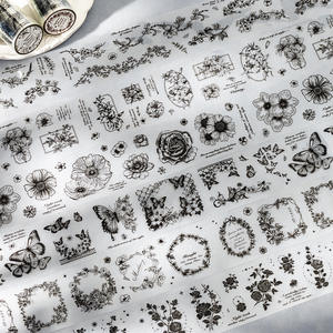 1 rollo de cinta Night Flower Series Plant Flower Theme Die-cut Tape Notebook Collage - Product Image 2