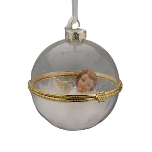 Groothandelsprijs Kerstbal Ornamenten Bulk Van Woonaccessoires Opknoping Kerst Engel Met Een Helder Glas Opening Bal