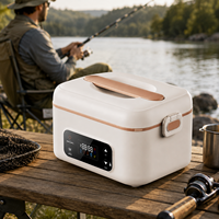 HTIM Wiederaufladbarer Elektrischer Speisenwärmer Kabellose Lunchbox Edelstahl-Innentopf Digitale Steuerung Timer-Funktion 1L Fassungsvermögen