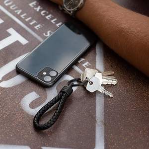 Elegante pelle con Design pieno di pelle forte con anello in acciaio inox anelli aggiuntivi piccoli chiavi con scatola regalo portachiavi in pelle - Product Image 3