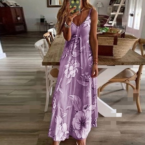 Vestido de verão boêmio feminino, sem mangas, costas nuas, elegante, casual, floral, feminino, para noite 2023 - Product Image 2